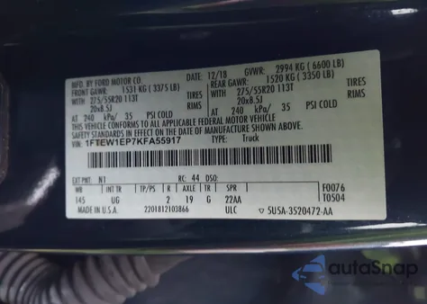 2019 Ford F-150 Xlt from USA, damaged, VIN 1FTEW1EP7KFA55917